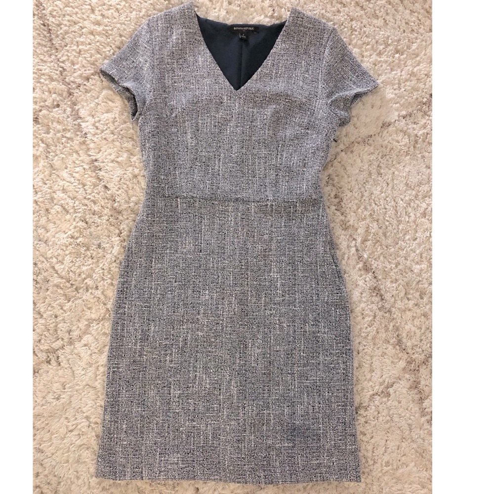 Grey textured banana republic midi dress